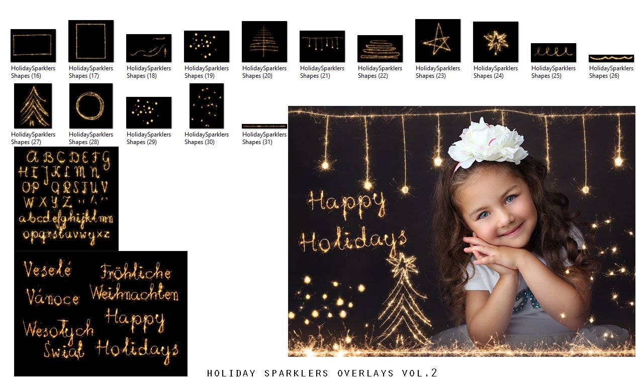 Holiday Sparklers Photo Overlays vol.2 - Photoshop Overlays, Digital Backgrounds and Lightroom Presets