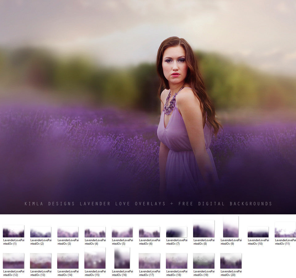 Lavender Love Photo Overlays + Free Gift - Photoshop Overlays, Digital Backgrounds and Lightroom Presets