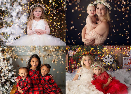 Little Snowflake Christmas Golden Bokeh Photo Overlays