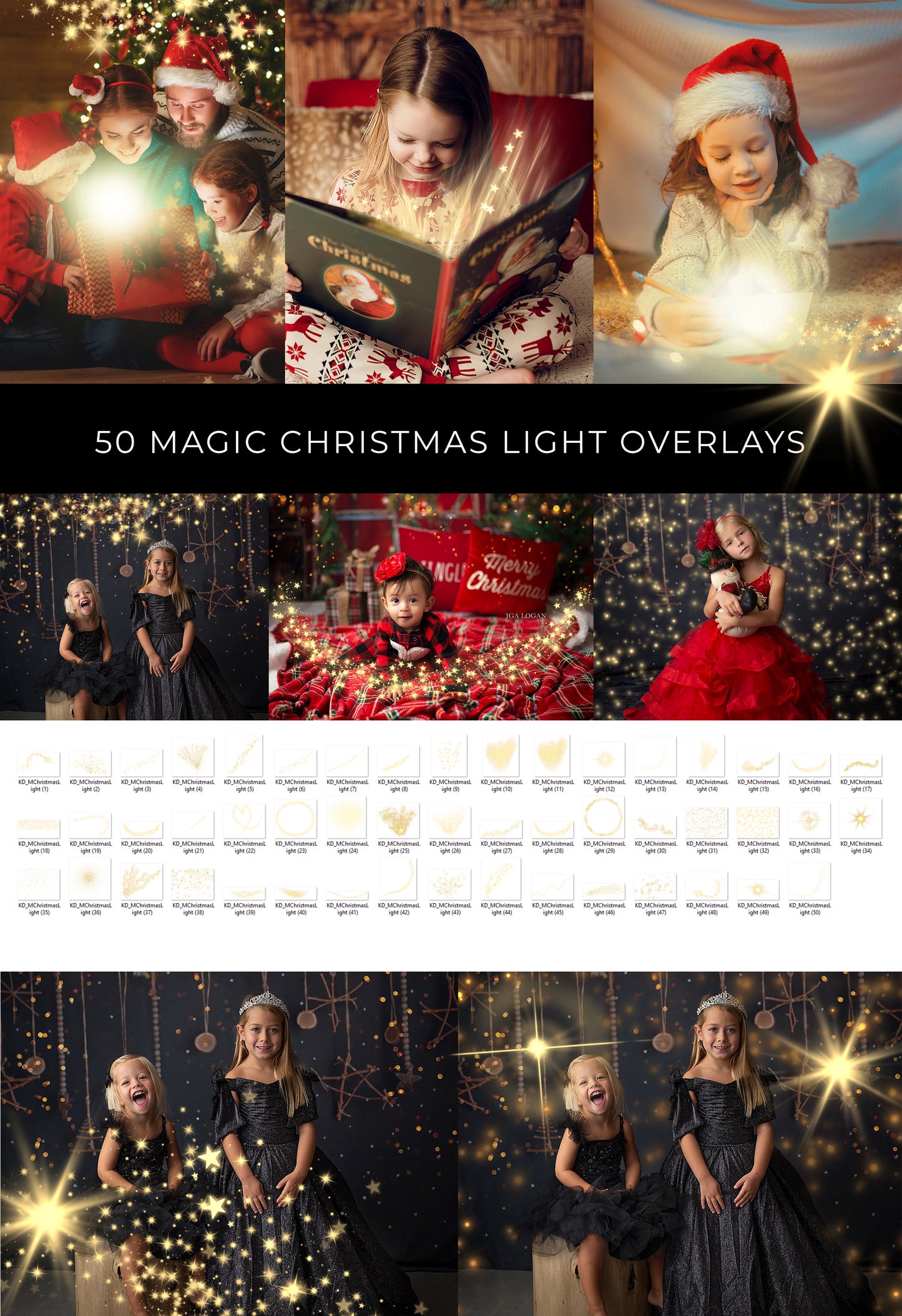 50 Magic Christmas Light Overlays