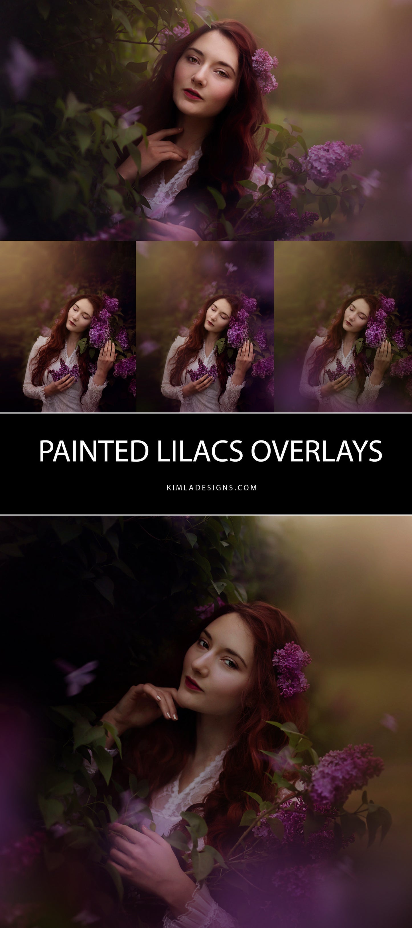 Painted Lilacs Photo Overlays - Photoshop Overlays, Digital Backgrounds and Lightroom Presets