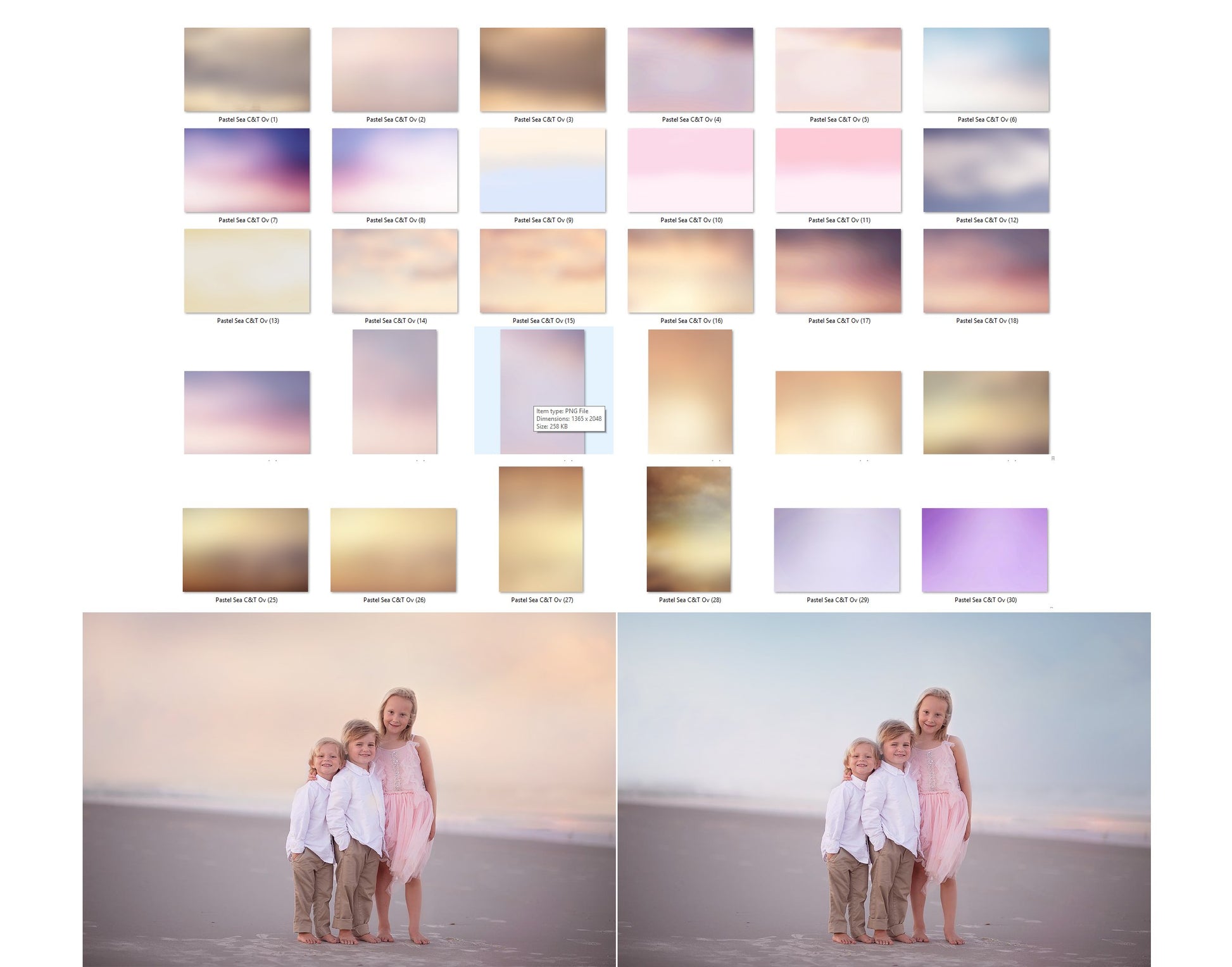 Pastel Sea Color & Tone Photo Overlays - Photoshop Overlays, Digital Backgrounds and Lightroom Presets