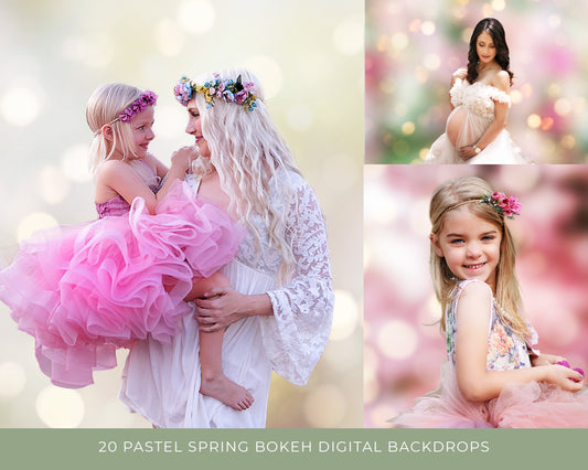 Pastel Spring Bokeh Digital Backdrops