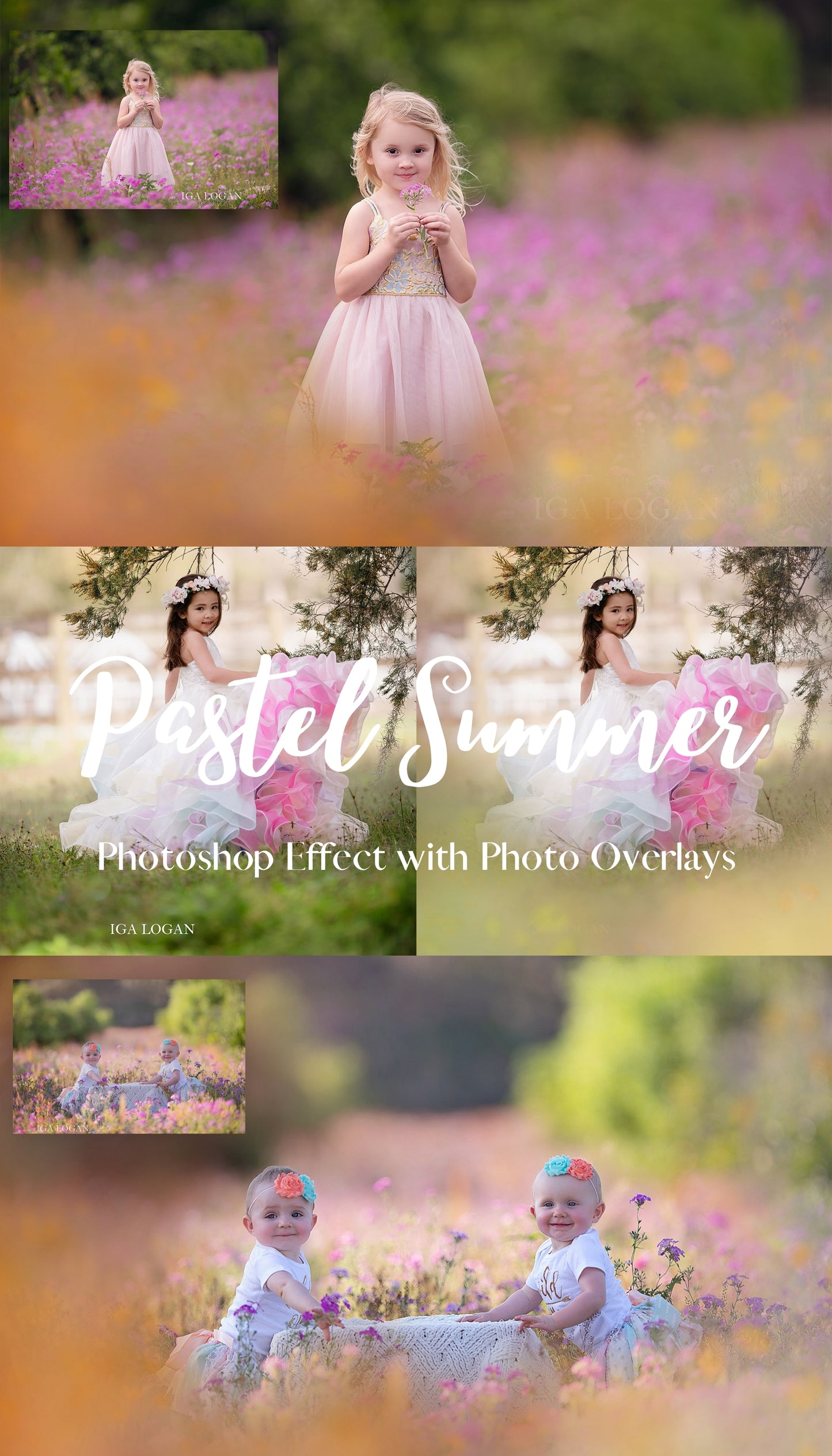 Pastel Summer Painted Photo Overlays