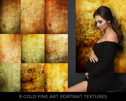 9 Gold Fine Art Portrait Textures