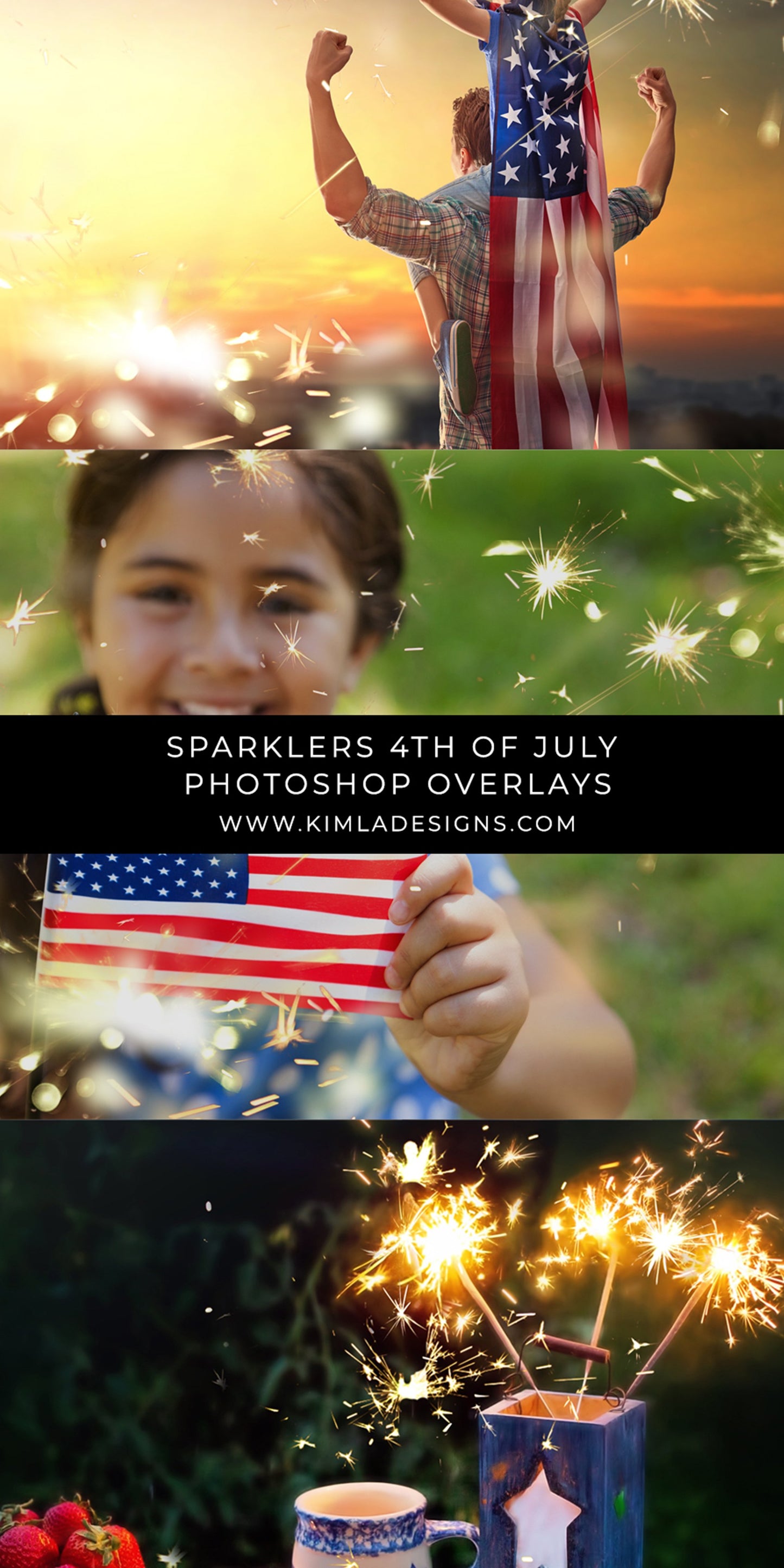 Sparklers 4th of July Photo Overlays - Photoshop Overlays, Digital Backgrounds and Lightroom Presets
