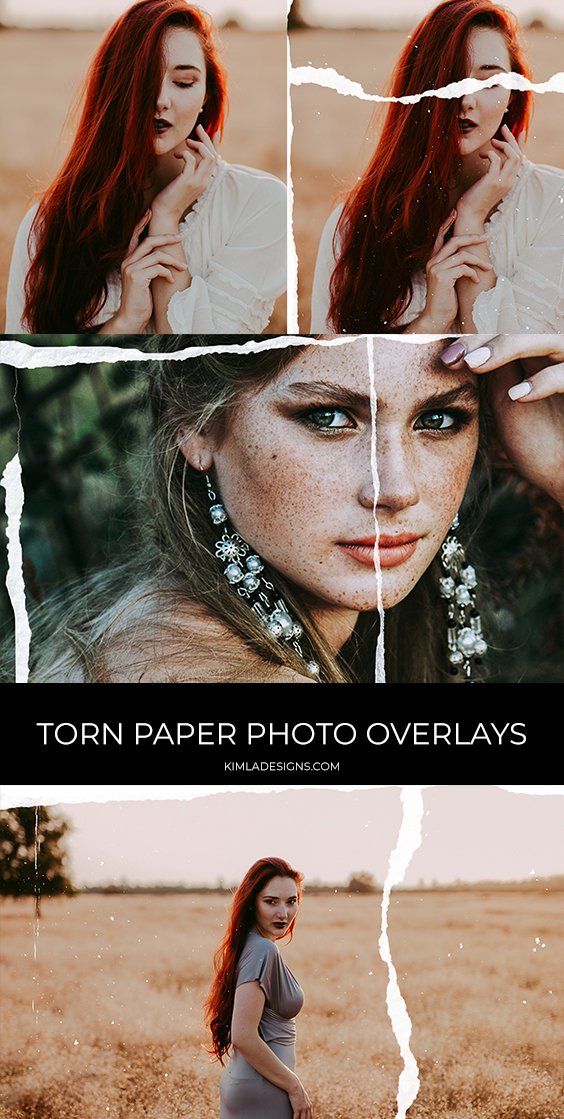 Torn Paper Photo Overlays - Photoshop Overlays, Digital Backgrounds and Lightroom Presets
