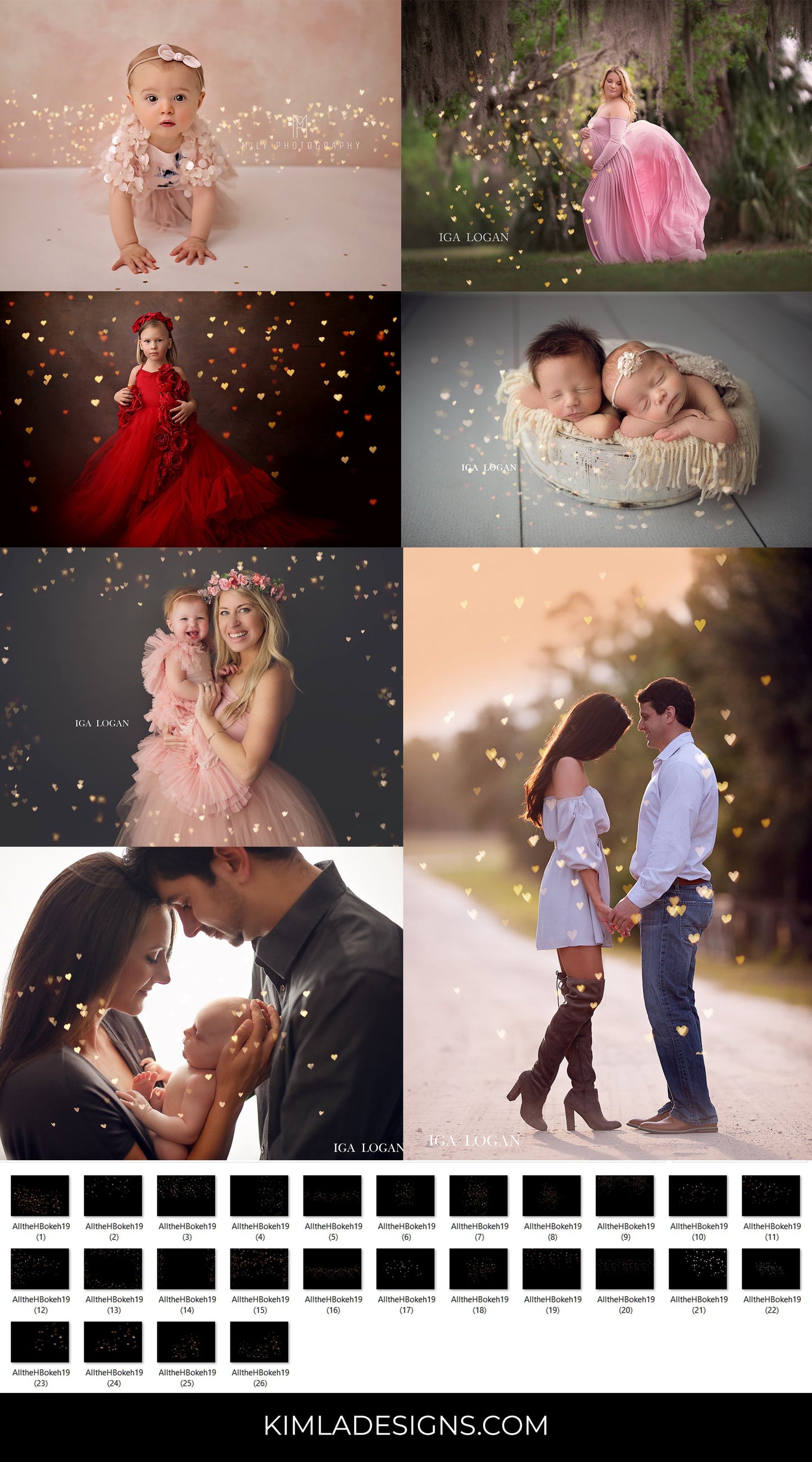 All the Hearts Bokeh Photoshop Overlays - Photoshop Overlays, Digital Backgrounds and Lightroom Presets