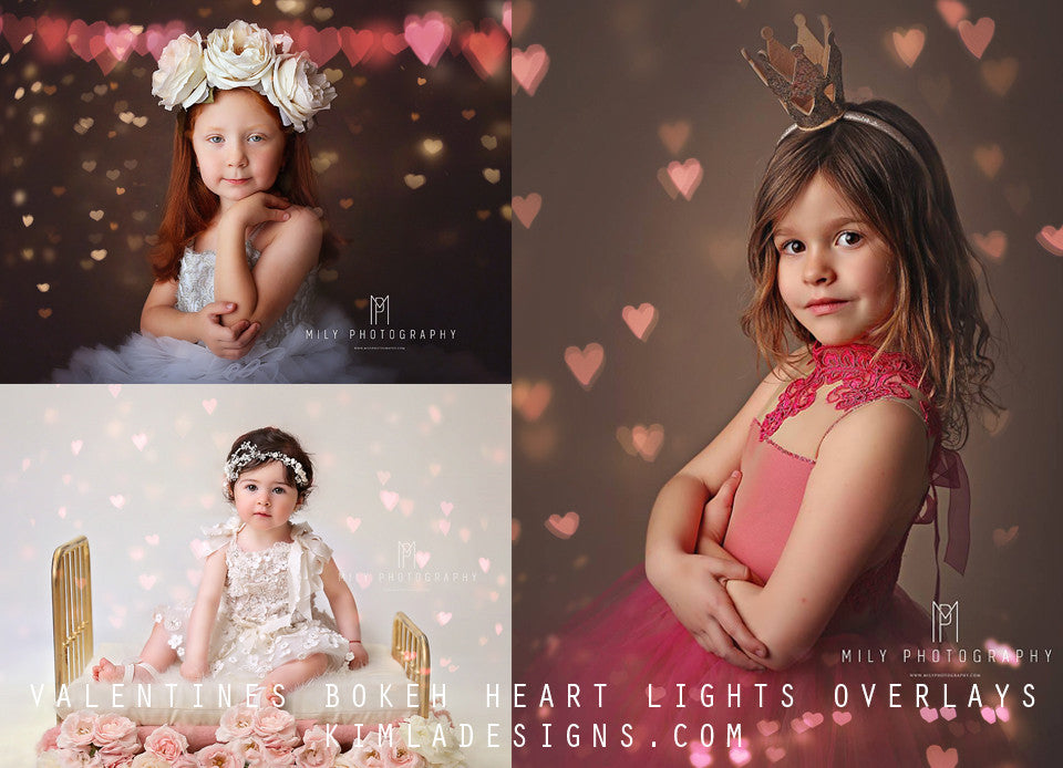 Valentines Heart Bokeh Photo Overlays - Photoshop Overlays, Digital Backgrounds and Lightroom Presets