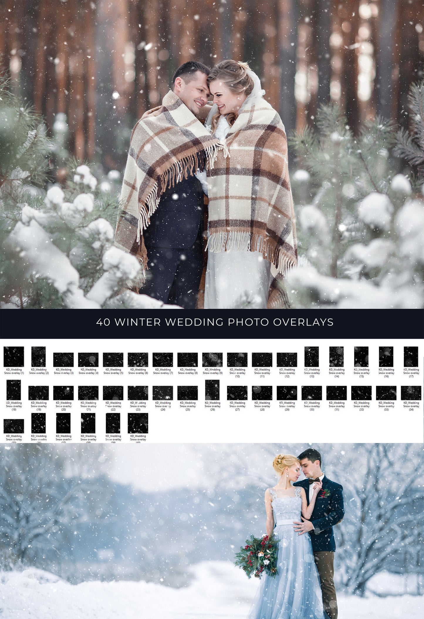 White Wedding Snow & Bokeh Photo Overlays