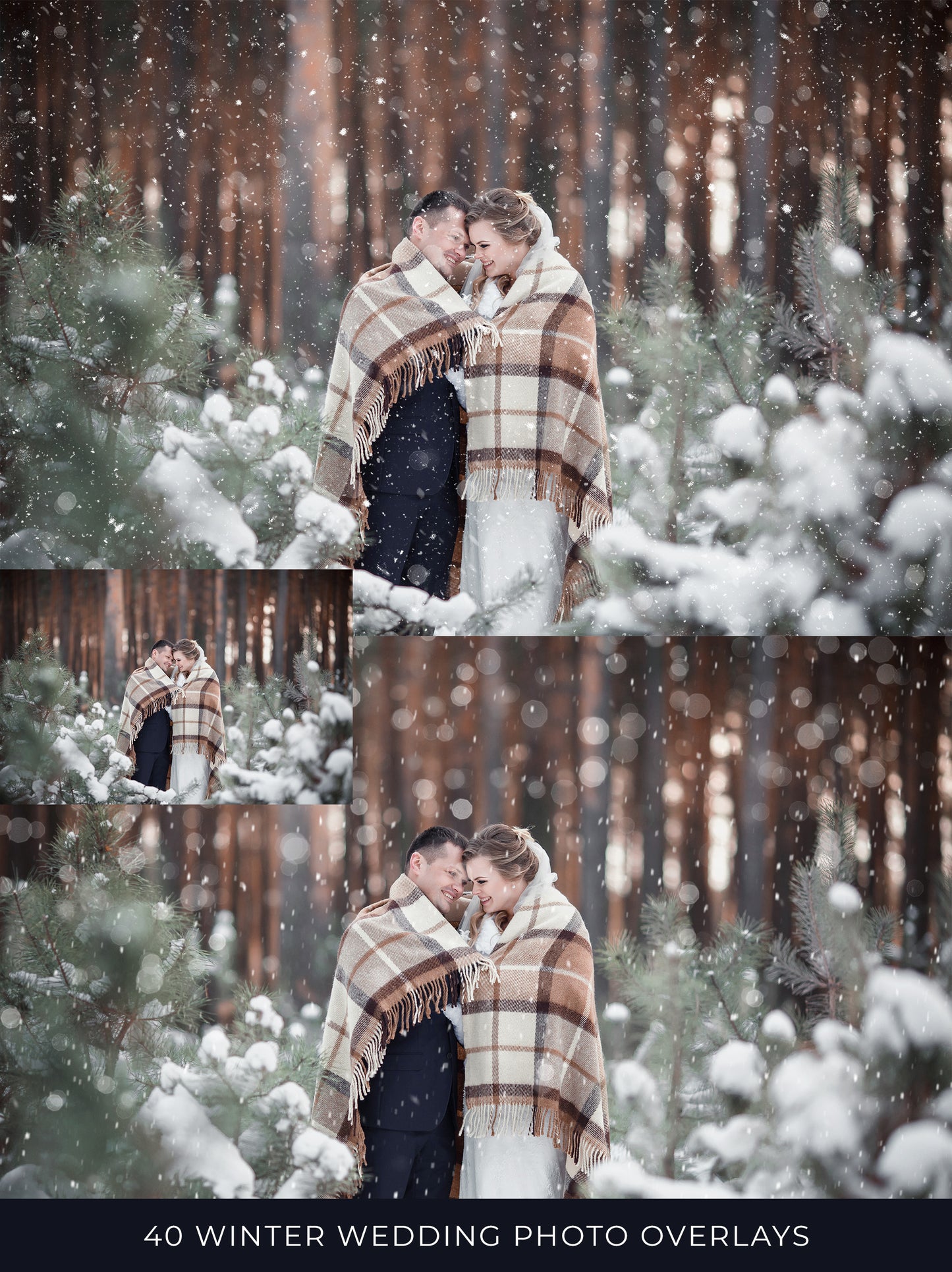 White Wedding Snow & Bokeh Photo Overlays