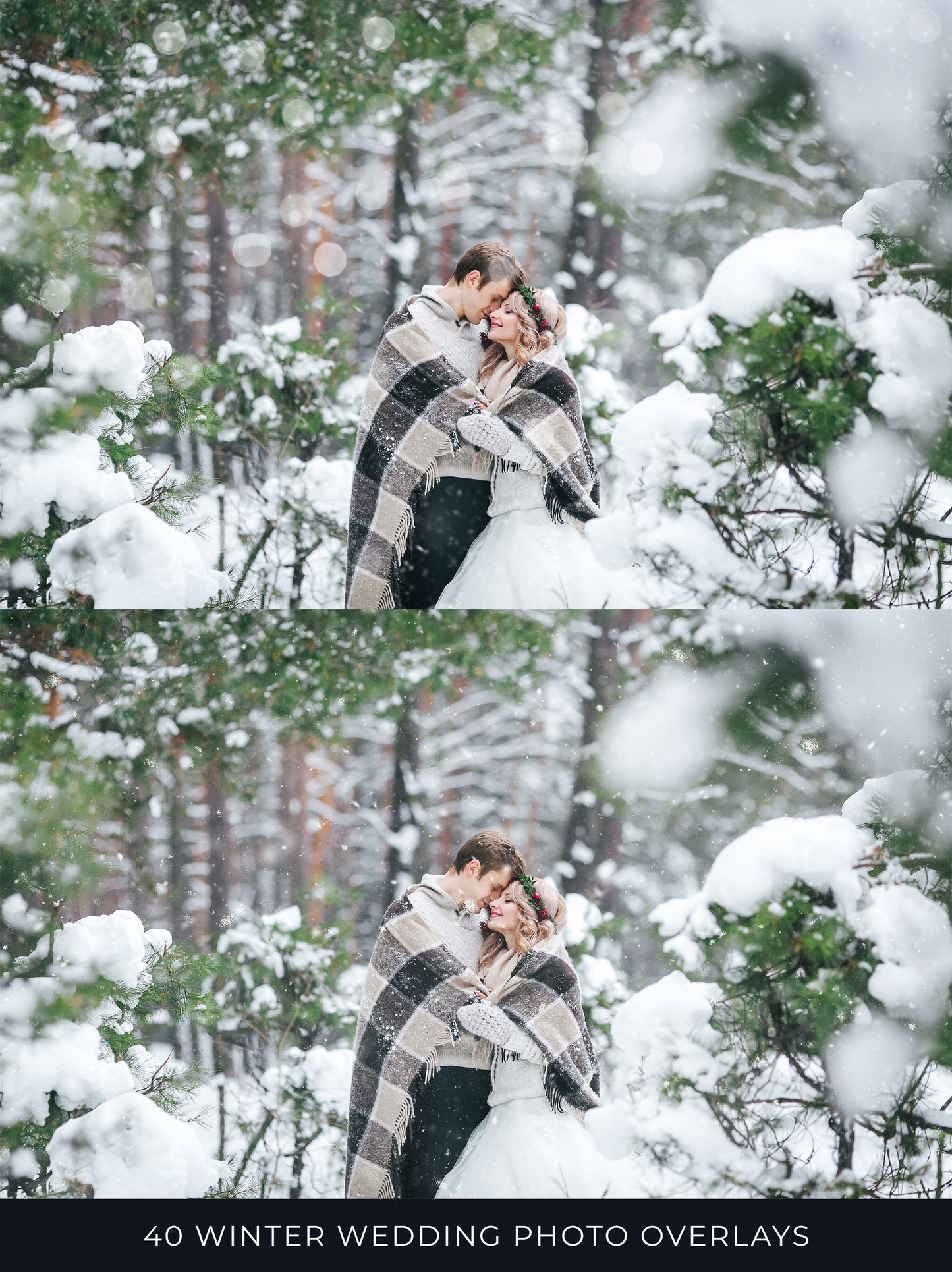 White Wedding Snow & Bokeh Photo Overlays