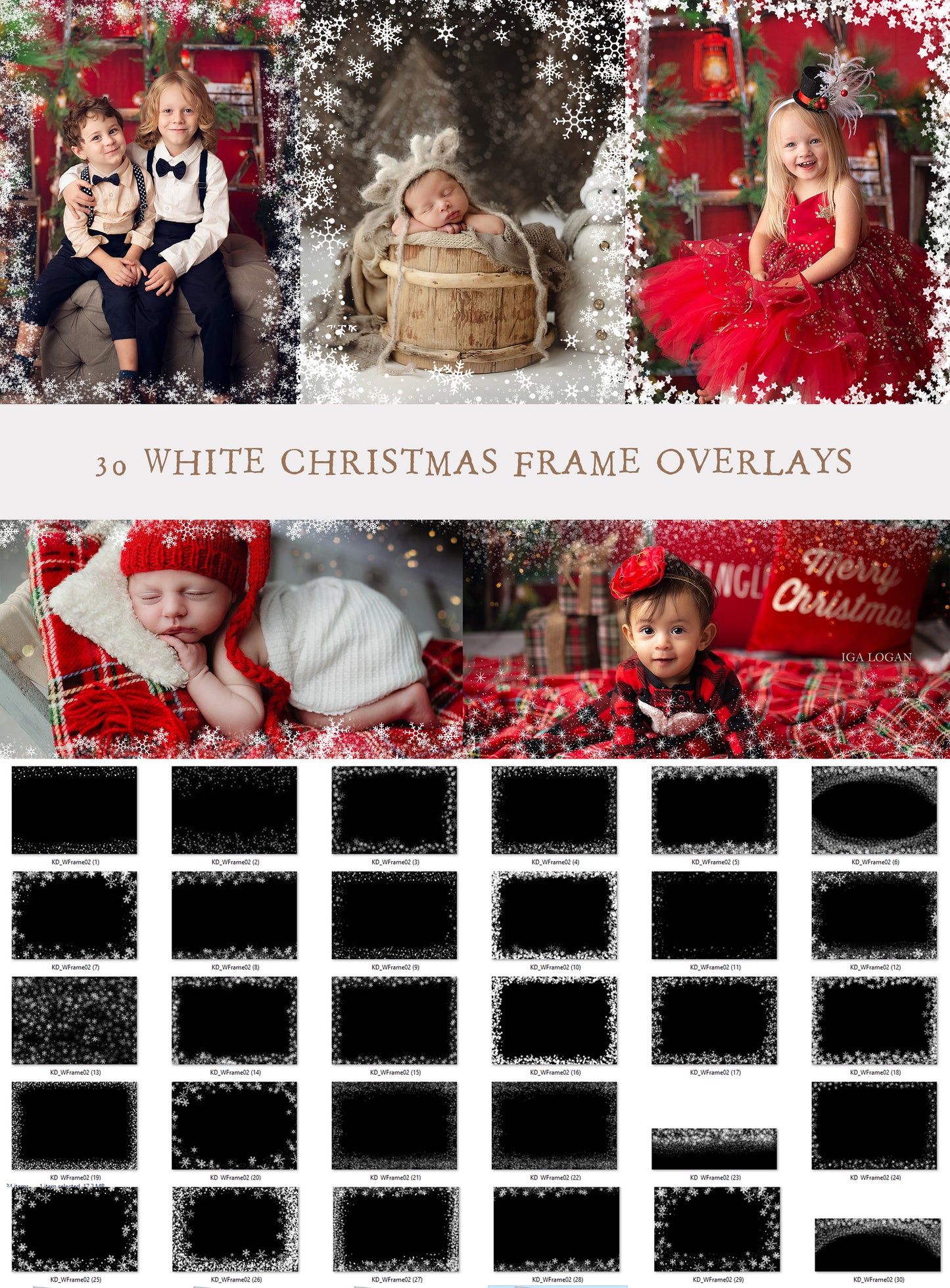 White Christmas Photo Frame Overlays