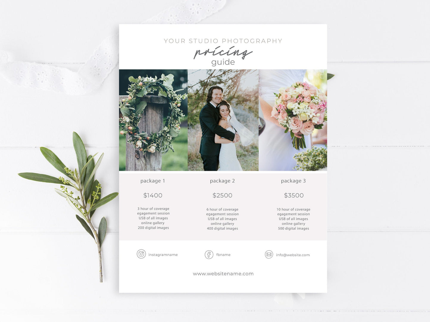 Pricing Guide Template for Wedding Photographers