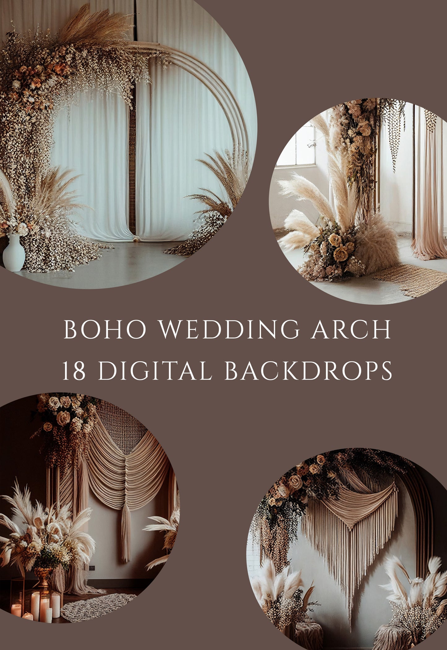 Boho Wedding Arch Digital Backdrop