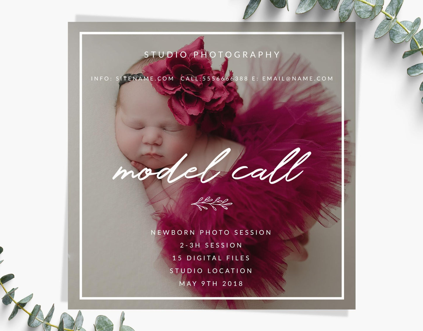 Model Call Photoshop Template