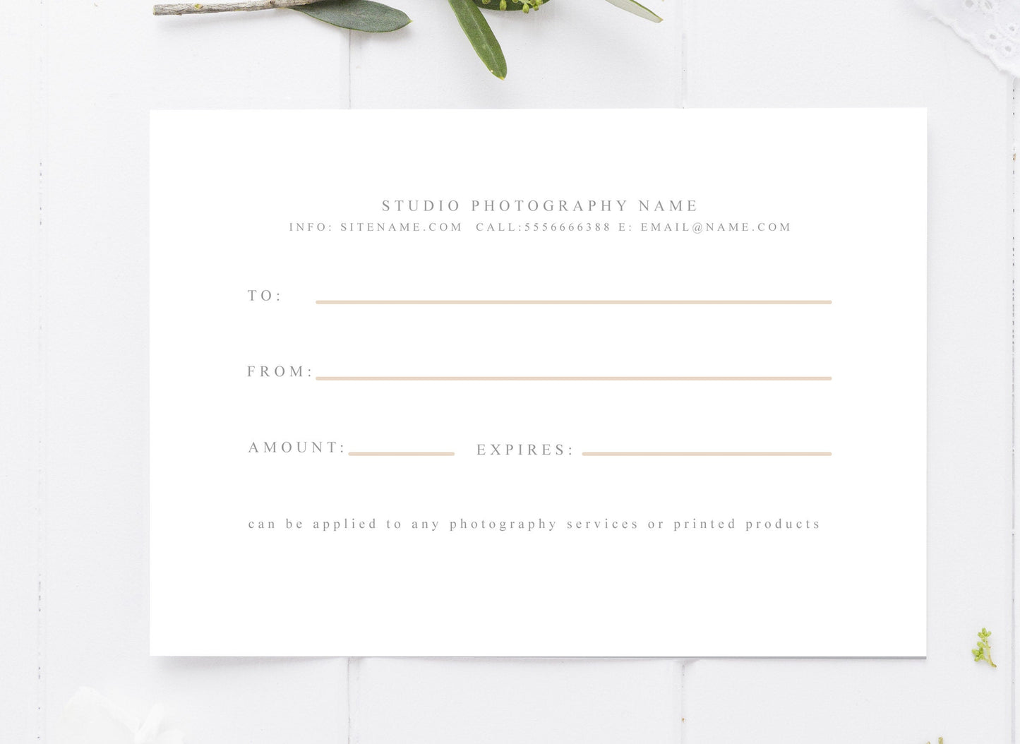 Gift Certificate Photoshop Template