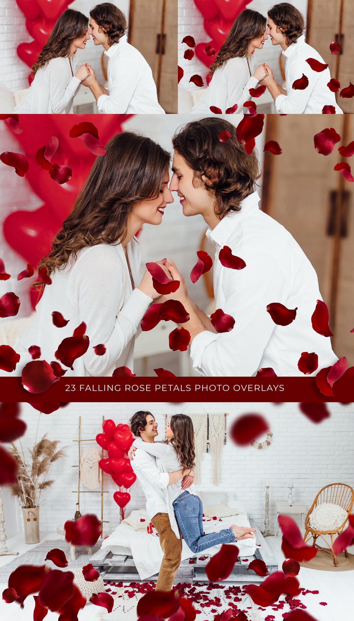 Red Rose Petals Photo Overlays