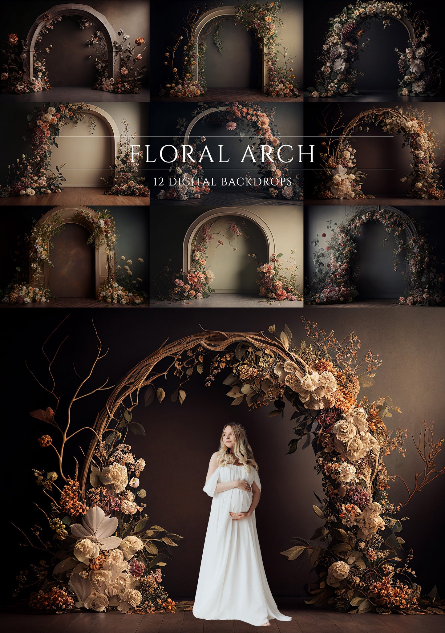 12 Floral Arch Digital Backdrops