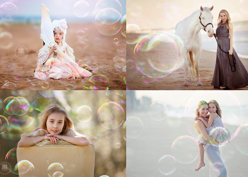 Rainbow Bubbles Photo Overlays - Photoshop Overlays, Digital Backgrounds and Lightroom Presets