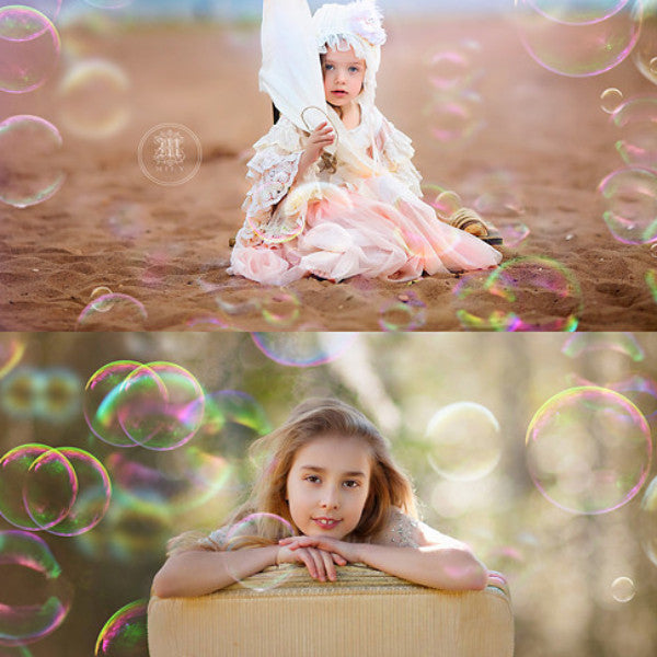Rainbow Bubbles Photo Overlays - Photoshop Overlays, Digital Backgrounds and Lightroom Presets