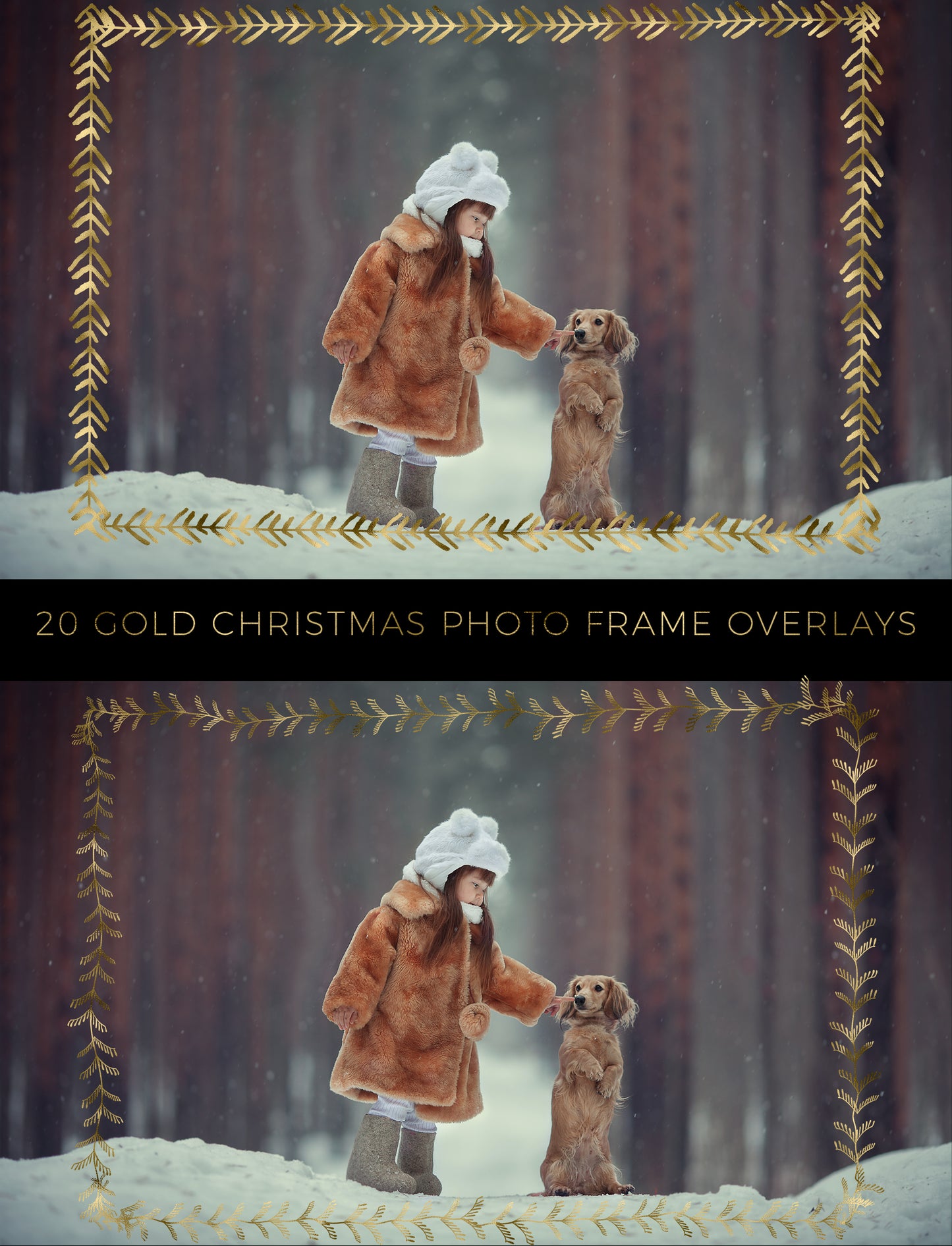 Gold Christmas Photo Frame Overlays