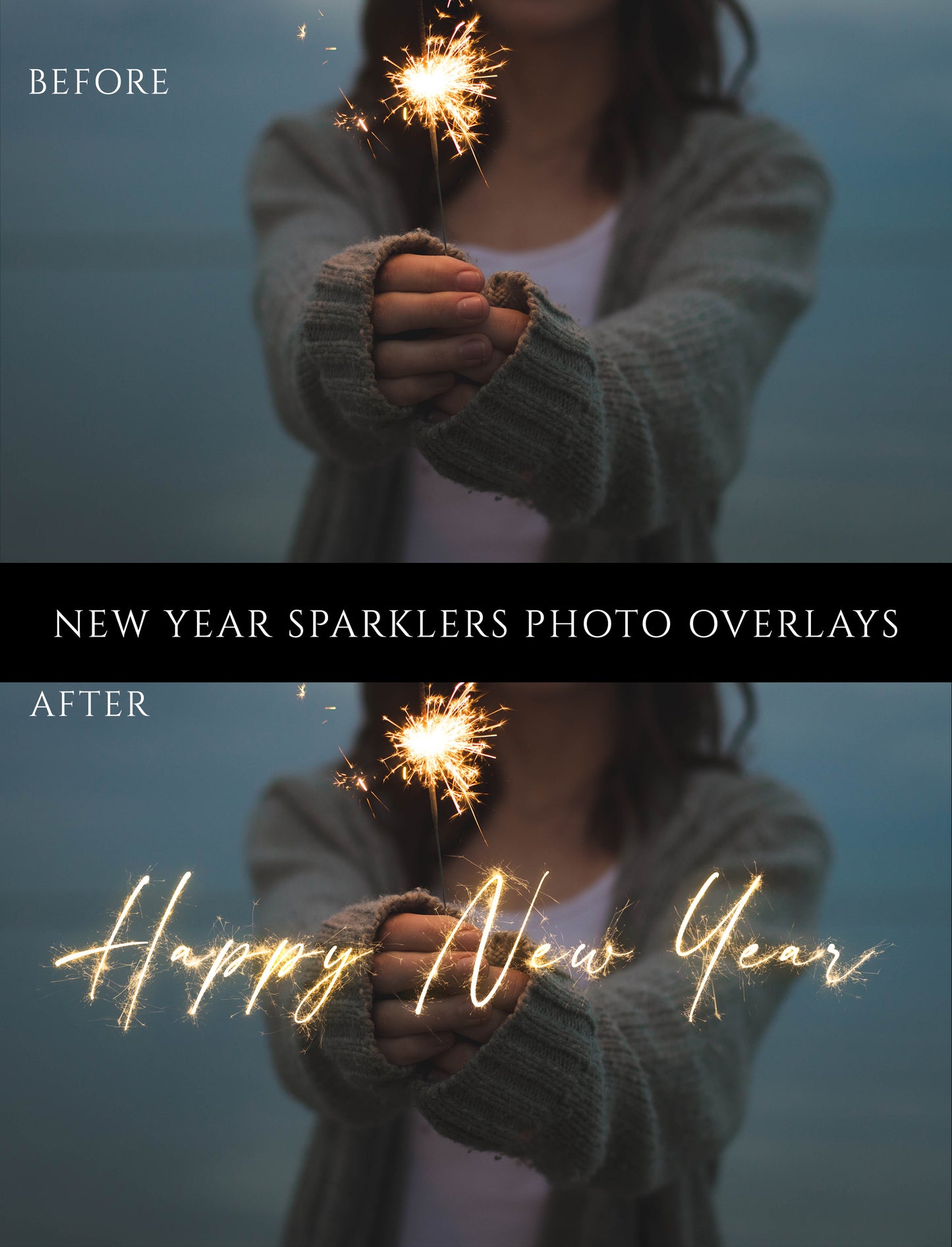 New Year Sparklers Photo Overlays