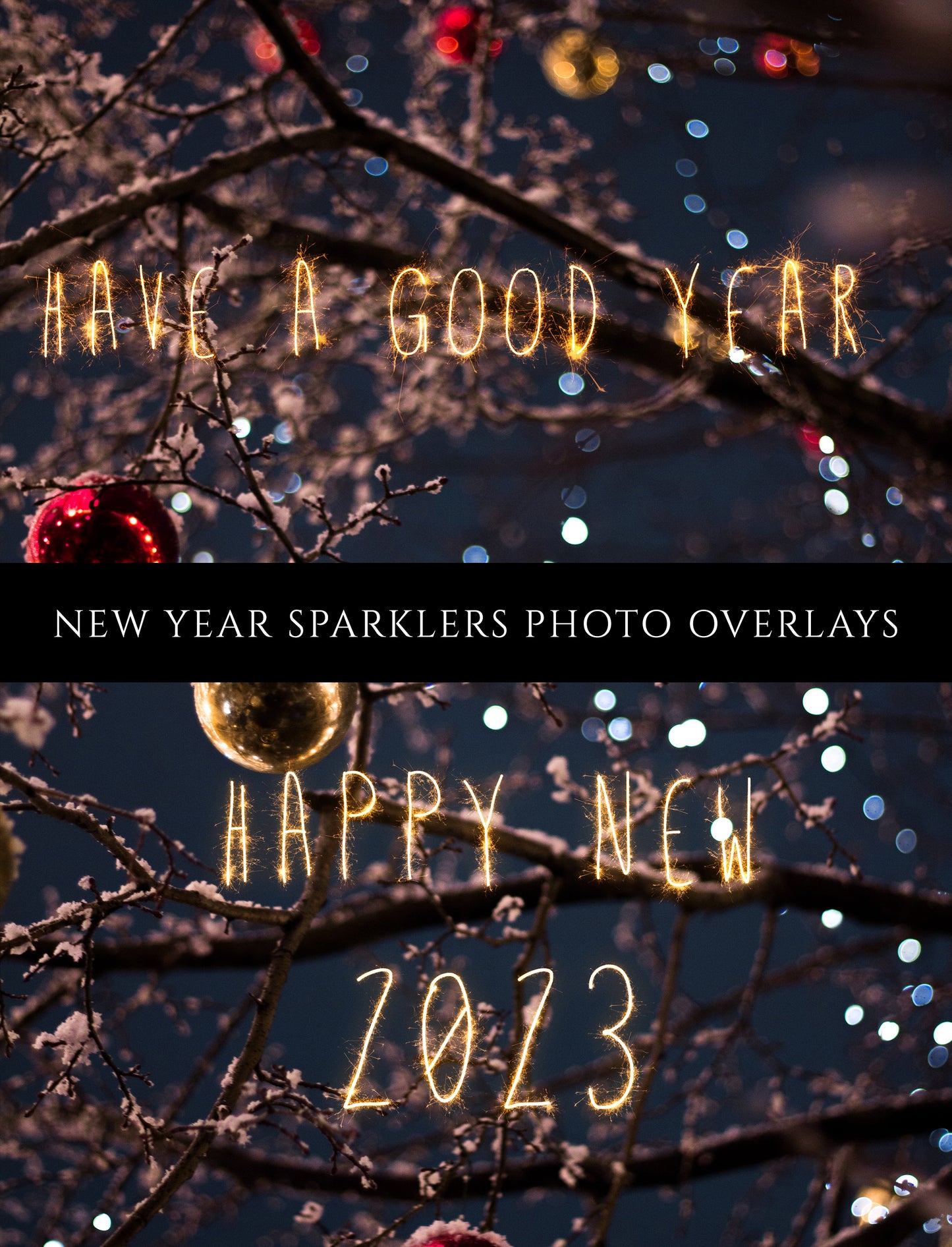 New Year Sparklers Photo Overlays