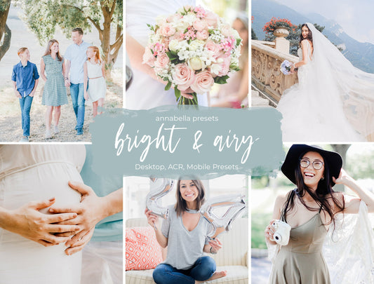 13 Bright & Airy Desktop Lightroom Presets, 4 Mobile Presets, Wedding Lightroom Presets for Professional Photographers and Bloggers