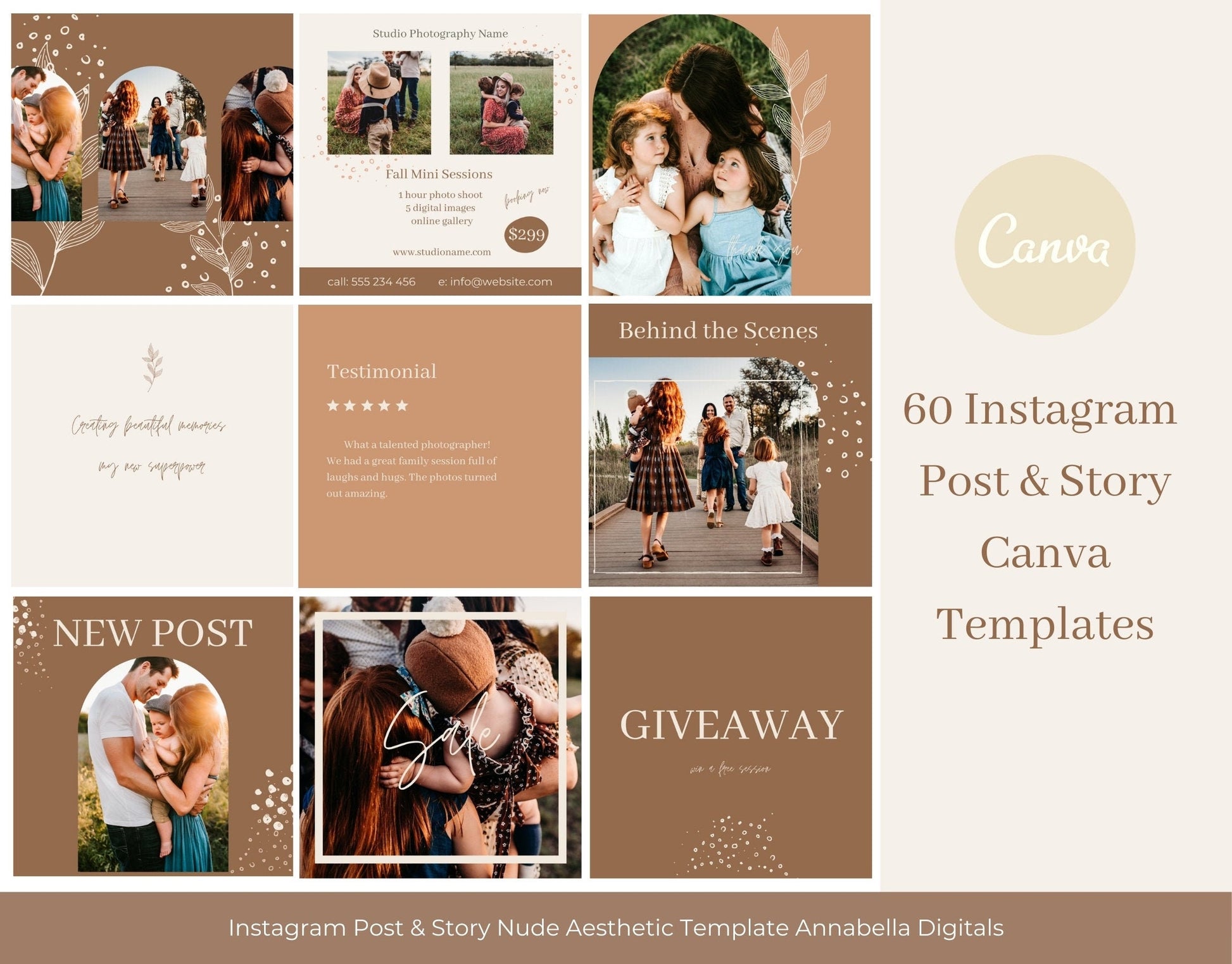 60 Nude Instagram Canva Templates