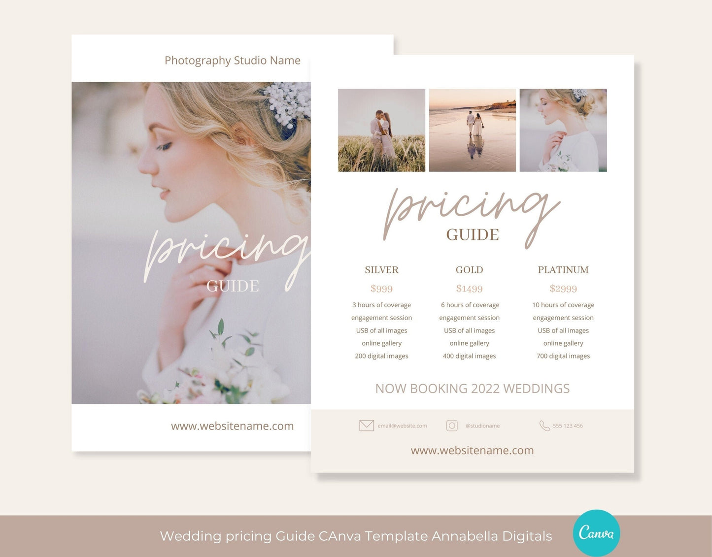 Wedding Photography Pricing Canva Template