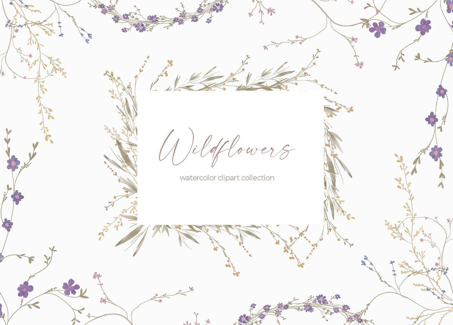Watercolor Wildflowers Floral Clipart