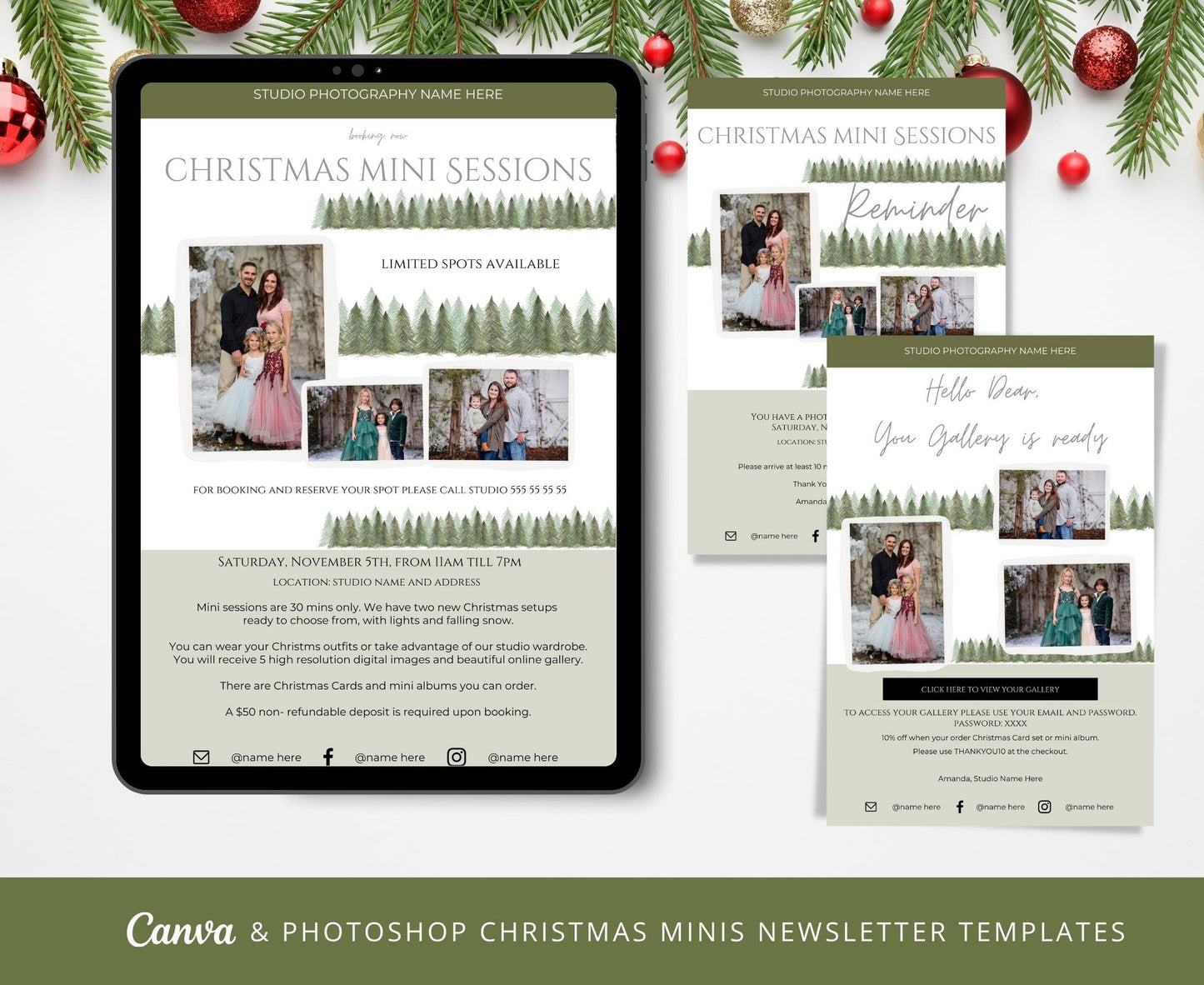 Christmas Email Newsletter Canva and Photoshop Template