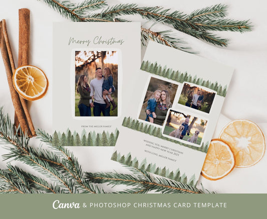 Christmas Photo Card Canva and Photoshop Template