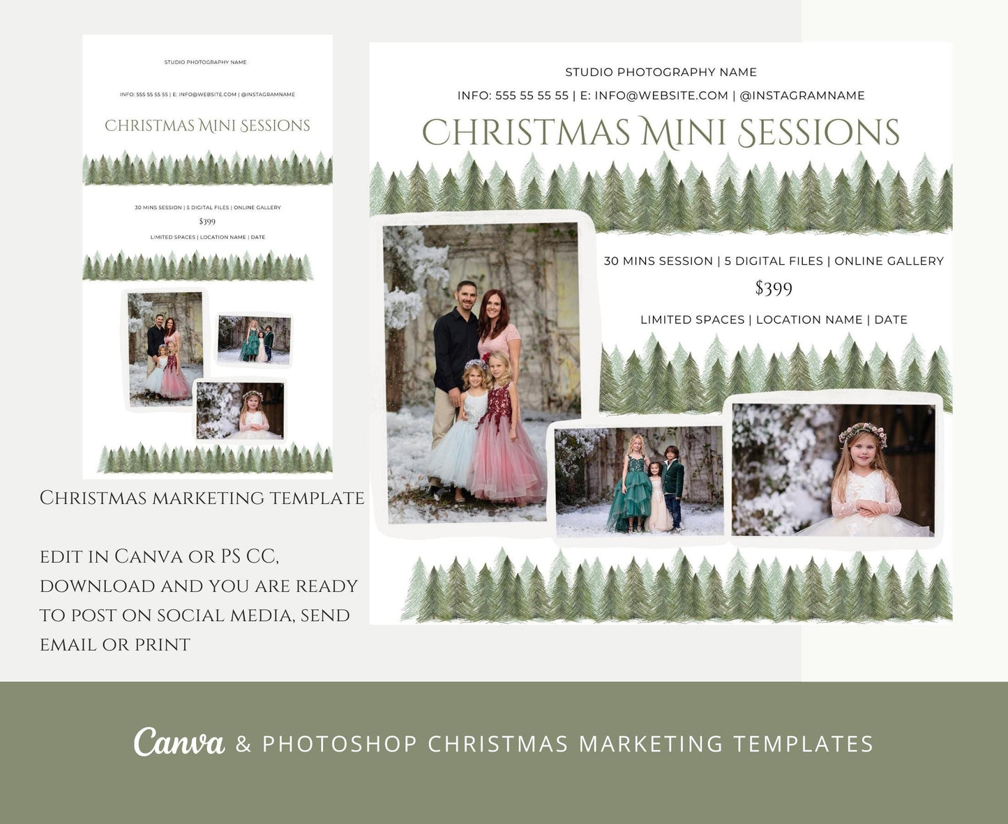 Christmas Mini Sessions Canva and Photoshop Templates