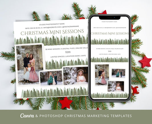 Christmas Mini Sessions Canva and Photoshop Templates