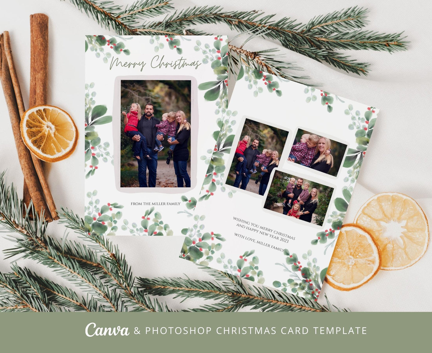 Christmas Photo Card Canva and Photoshop Template