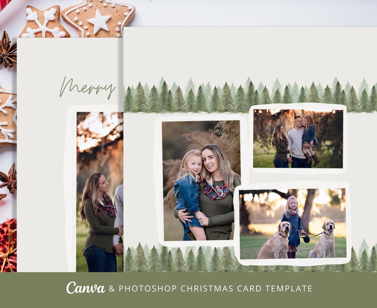 Christmas Photo Card Canva and Photoshop Template