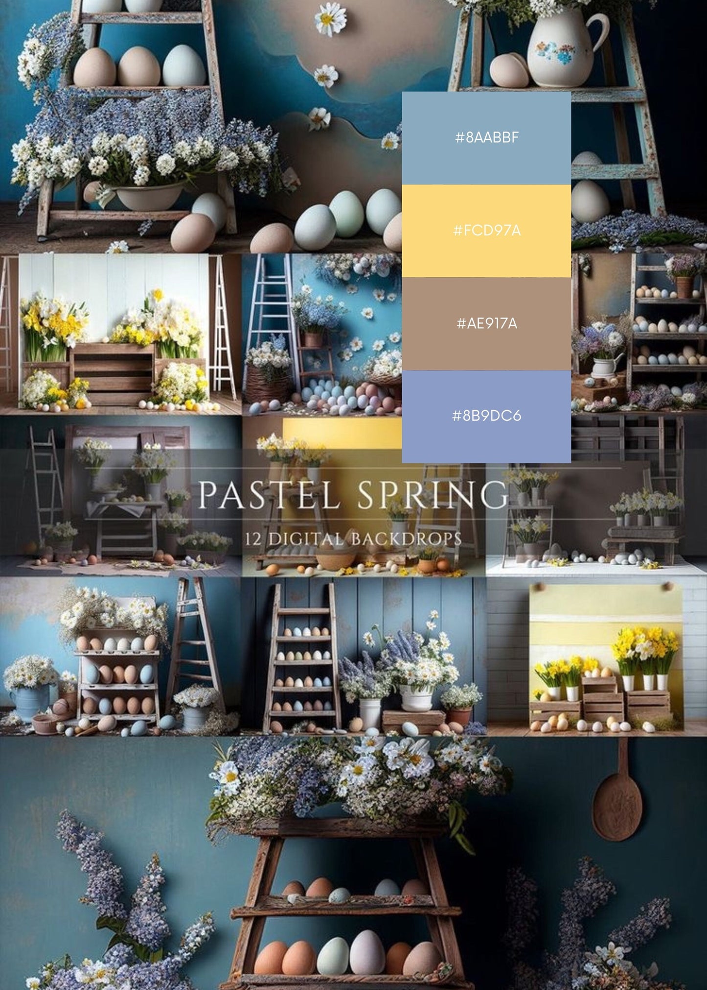 Pastel Spring Digital Backdrops