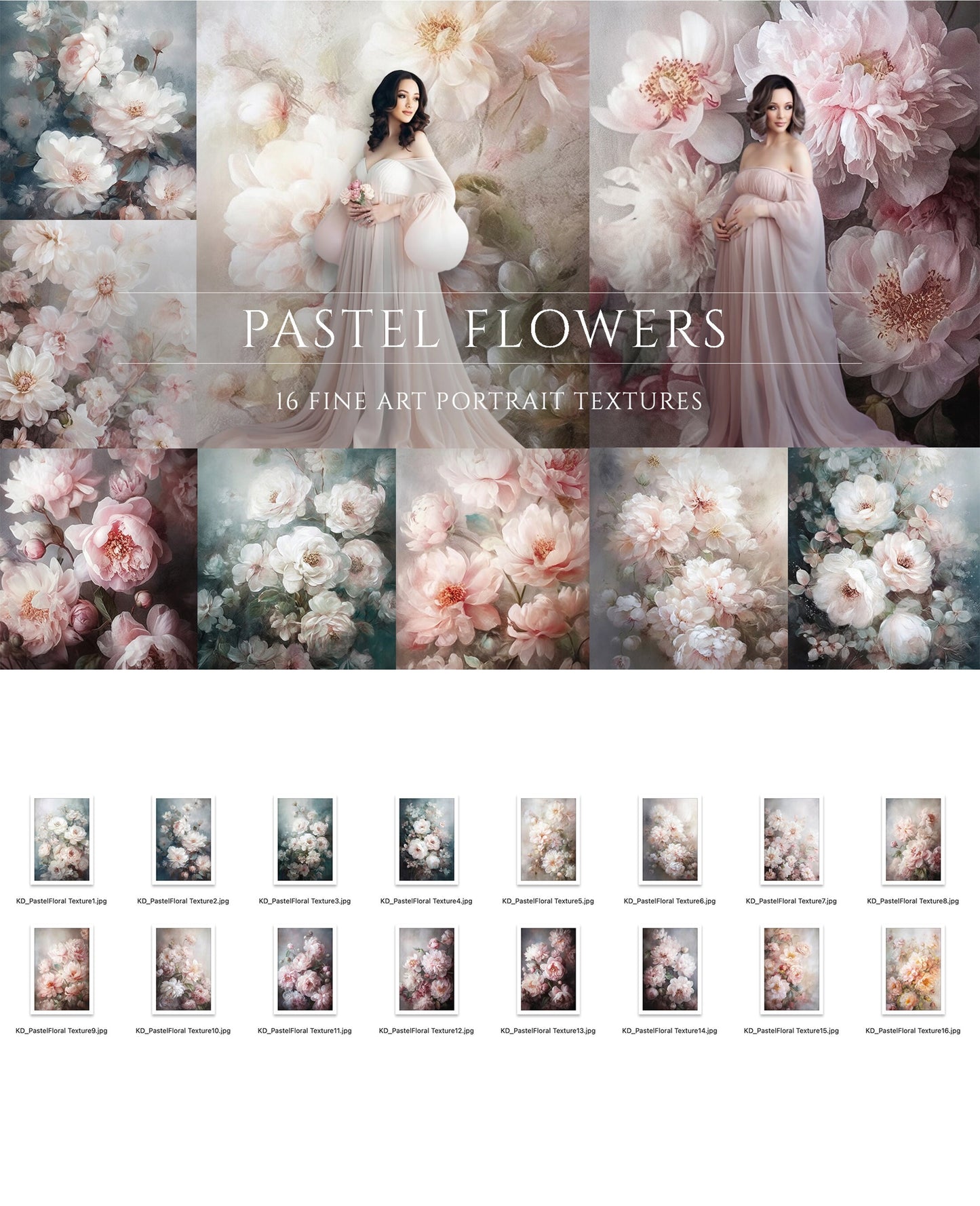 16 Pastel Flowers Fine Art Textures