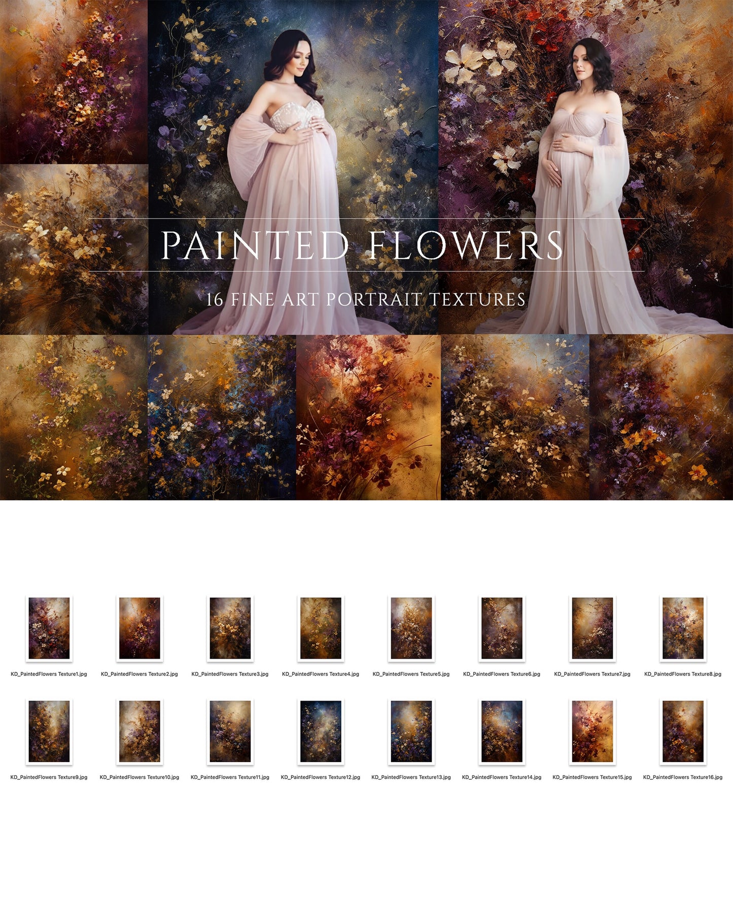 16 Painted Flowers Fine Art Textures