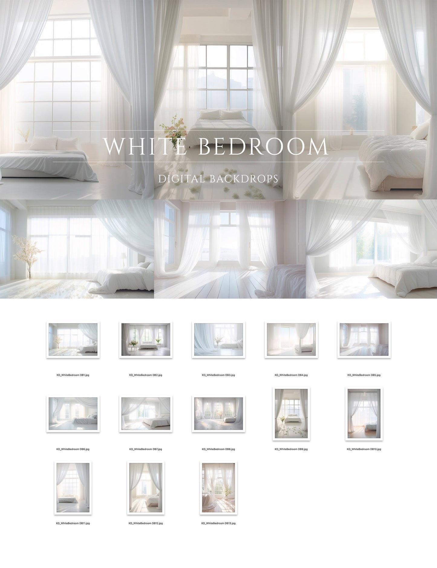 White Bedroom Digital Backdrops