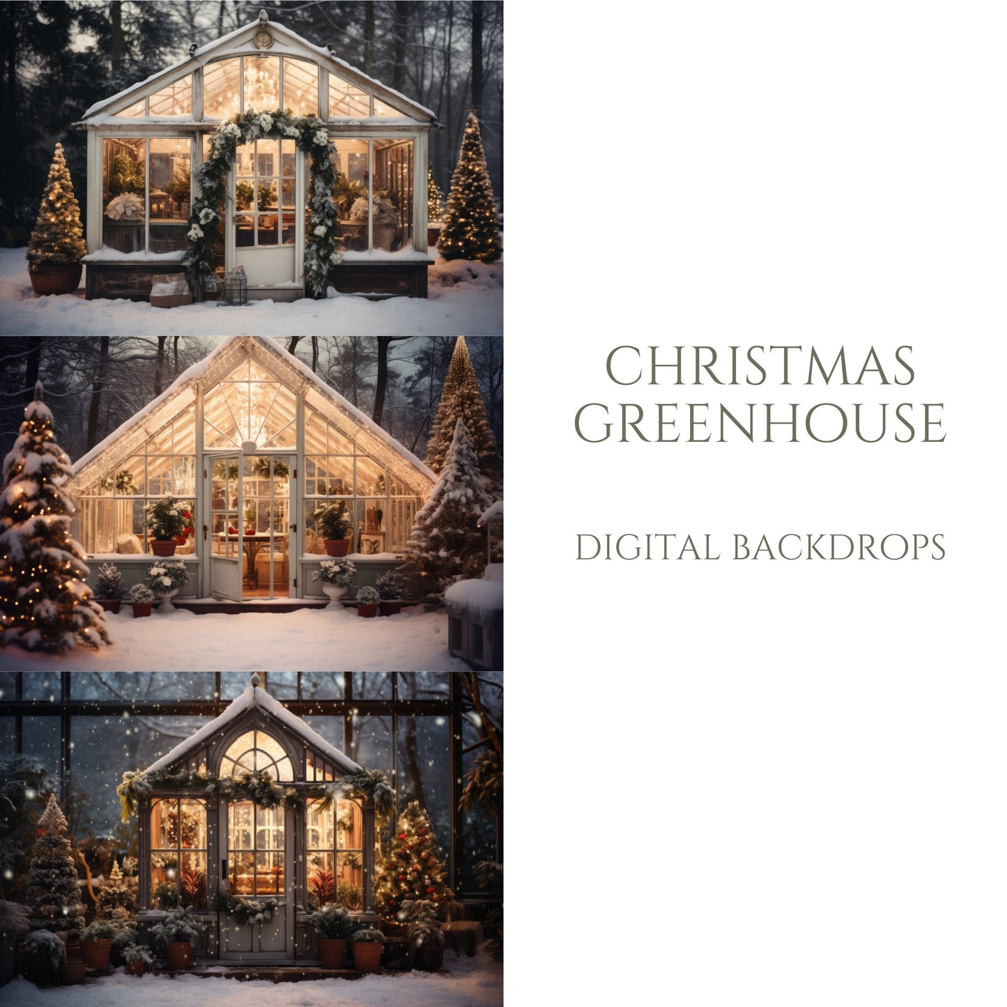 Christmas Greenhouse Digital Backdrops