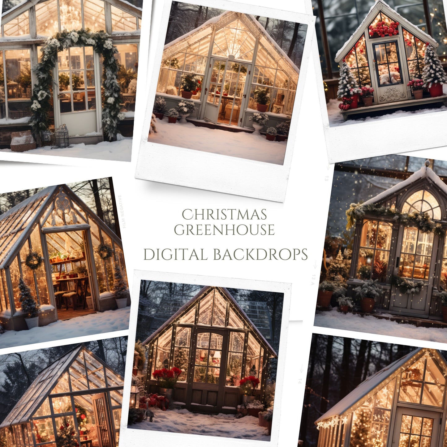 Christmas Greenhouse Digital Backdrops