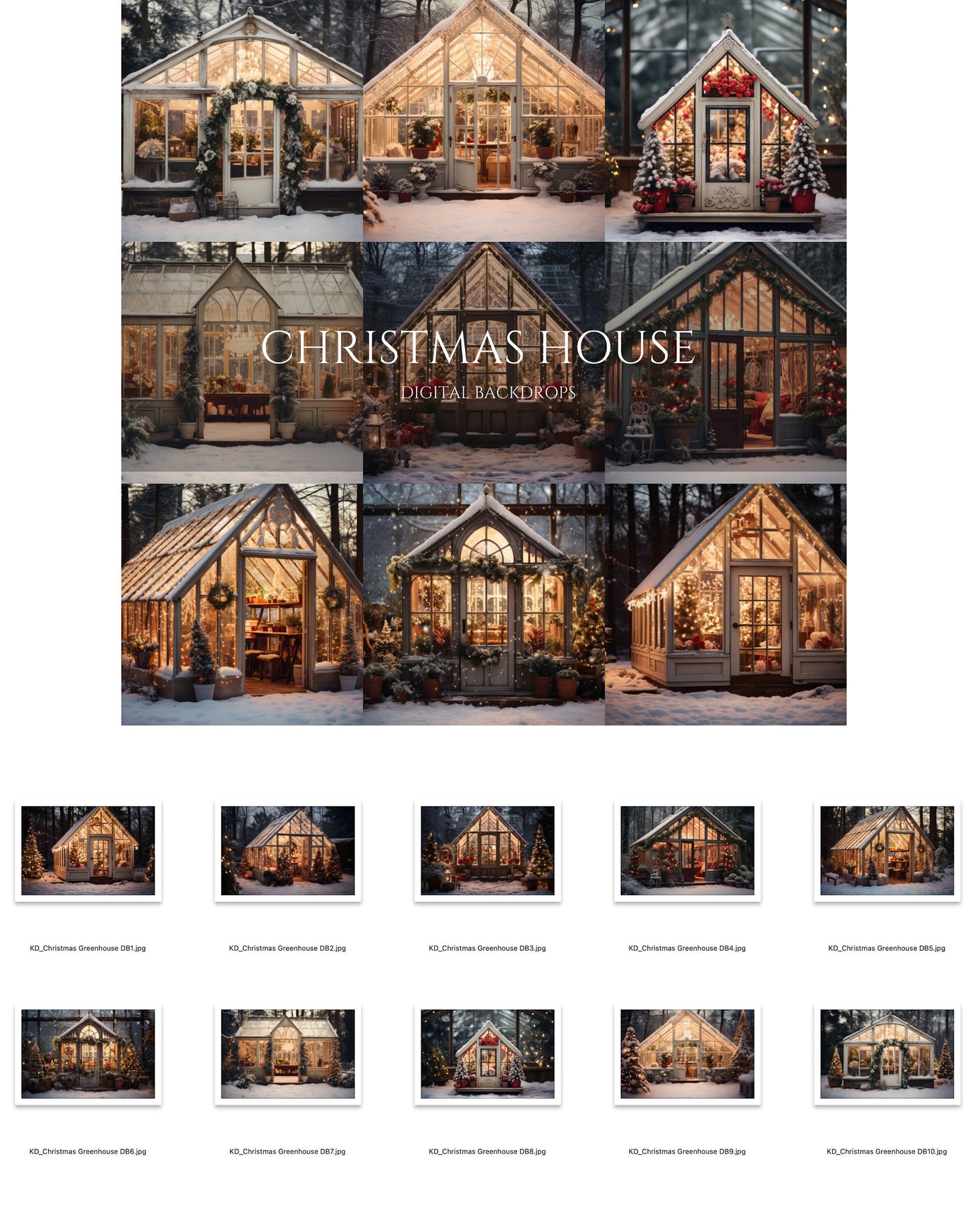 Christmas Greenhouse Digital Backdrops