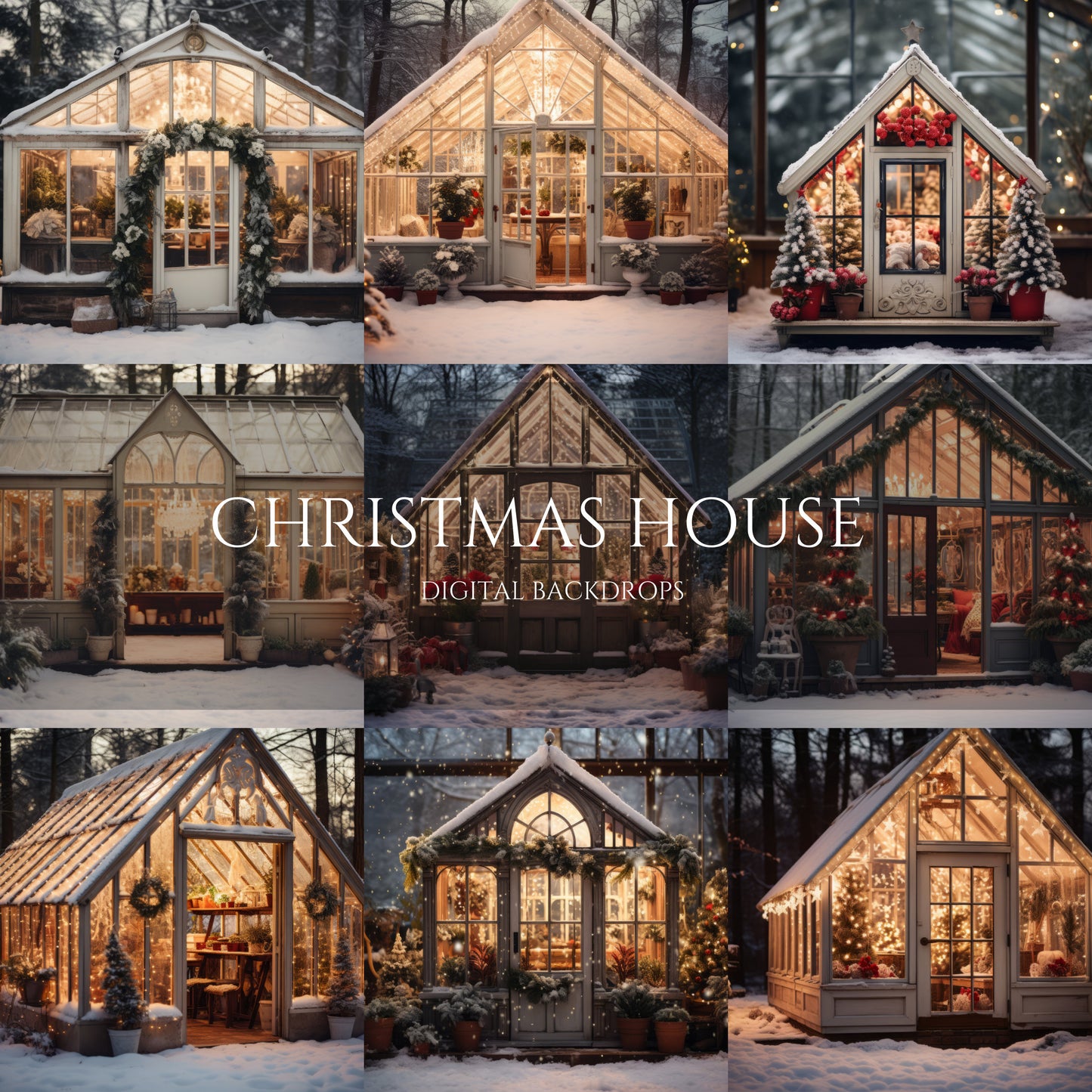 Christmas Greenhouse Digital Backdrops