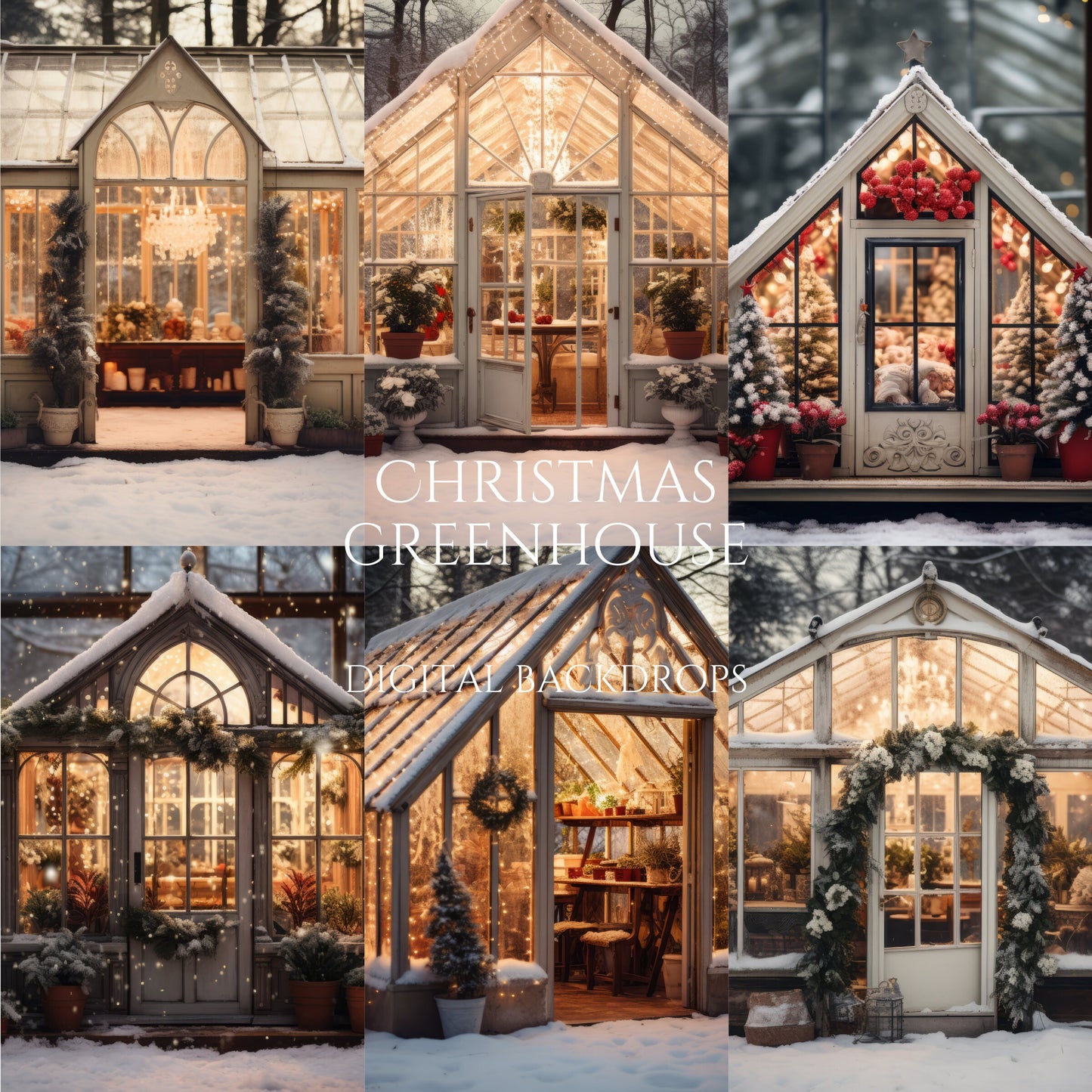 Christmas Greenhouse Digital Backdrops