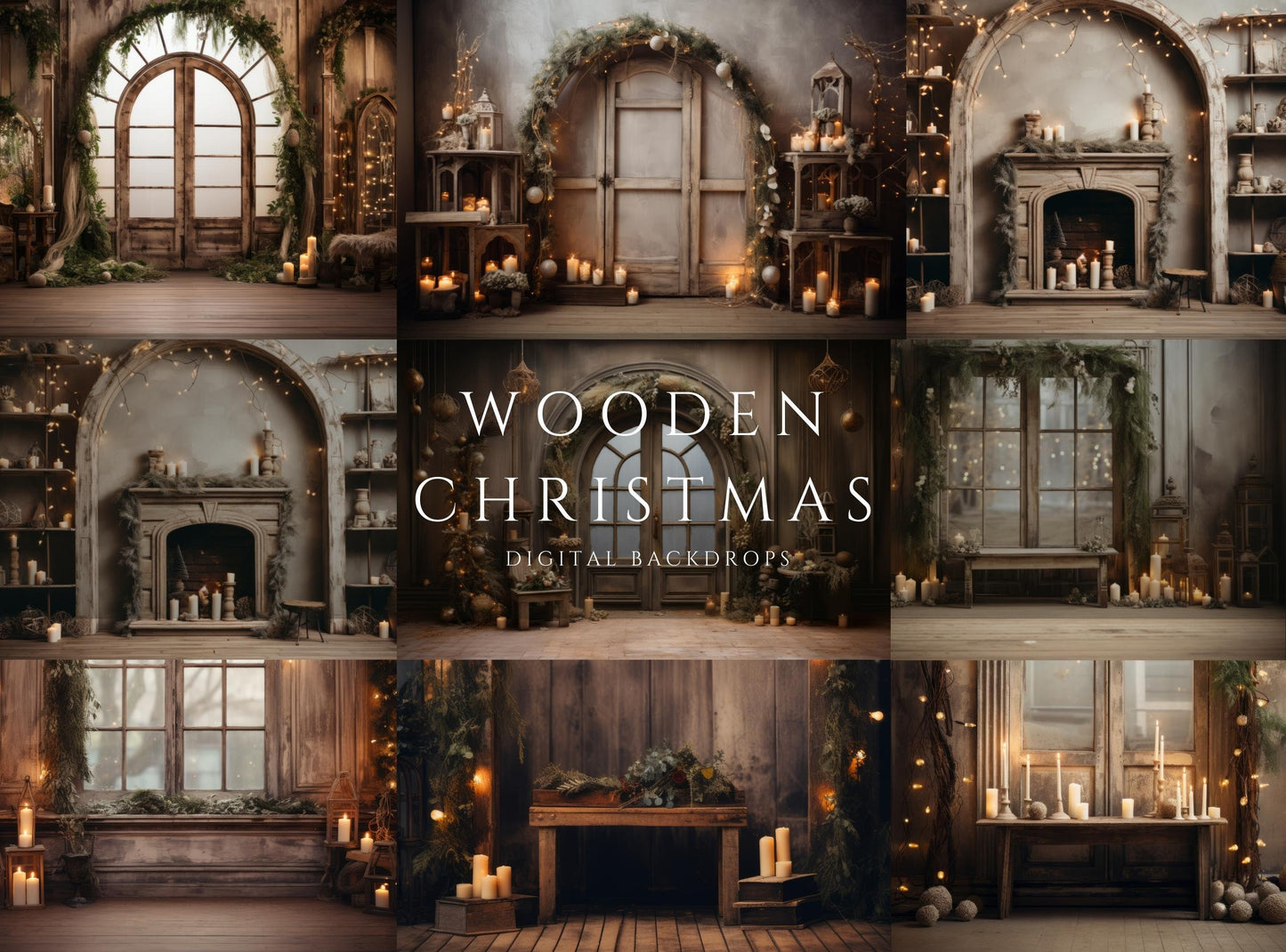 Wooden Christmas Digital Backdrops