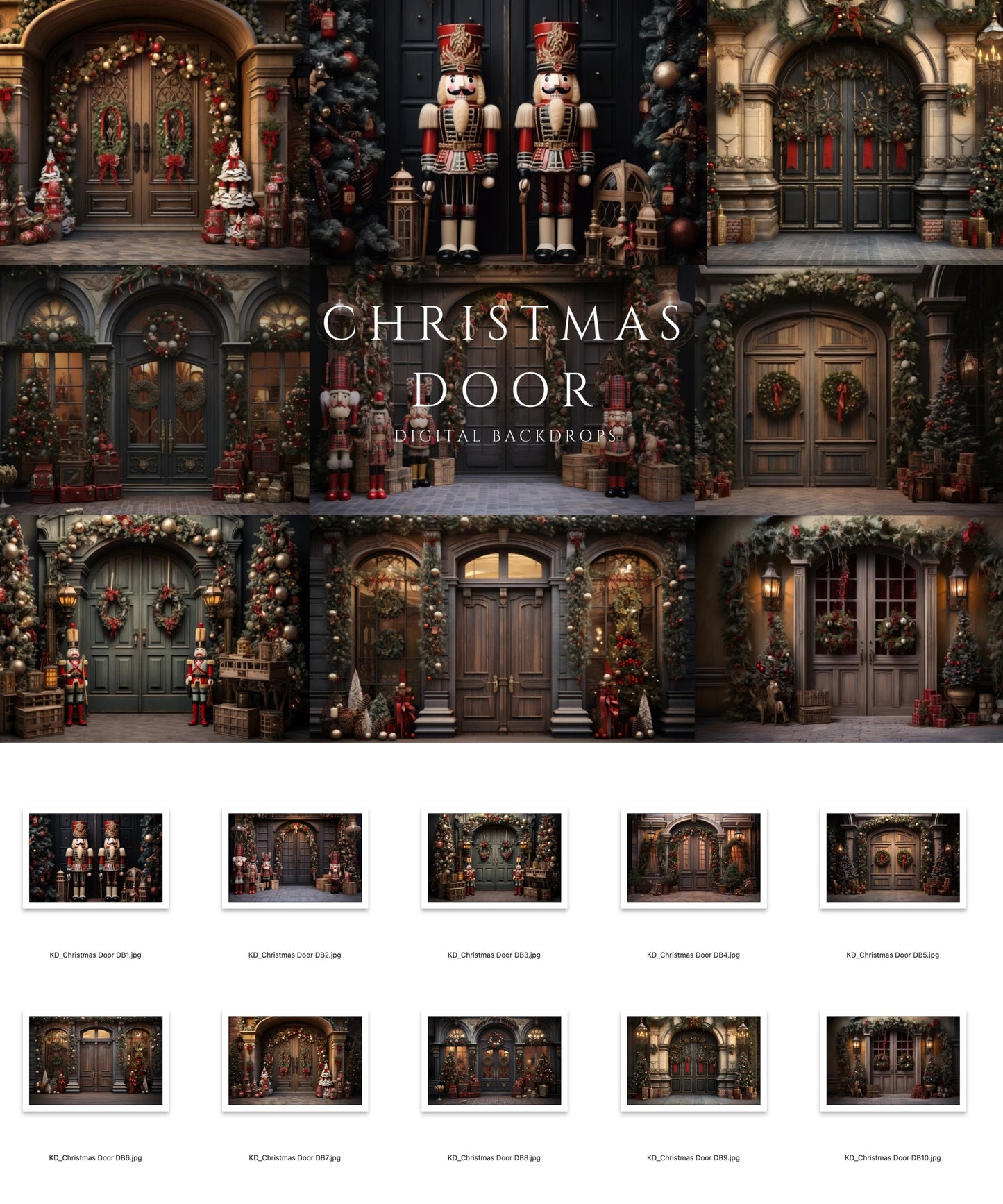 Christmas Door Digital Backdrops