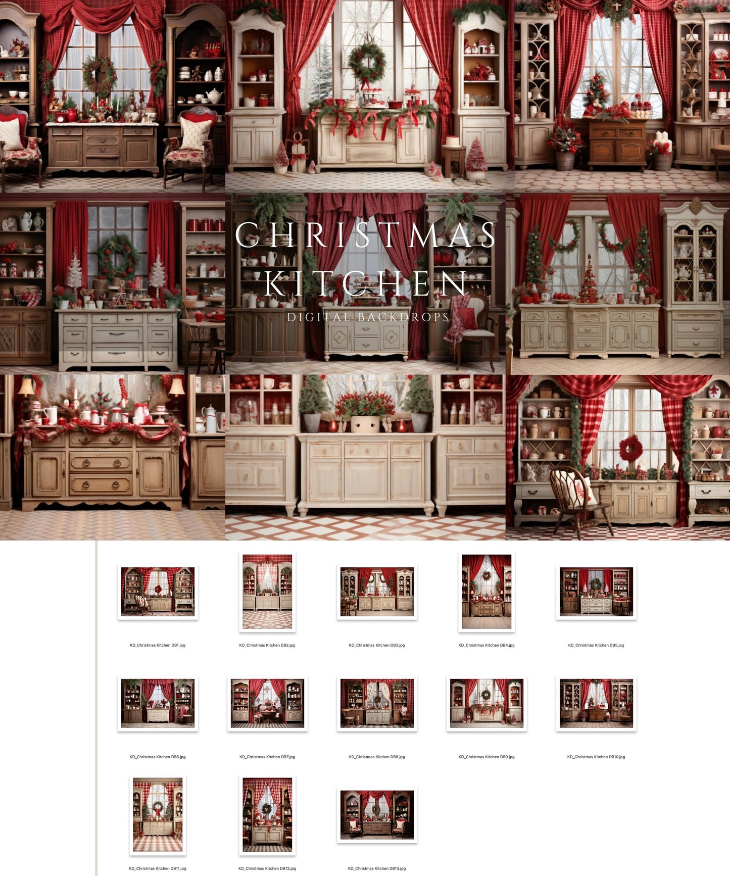 Christmas Kitchen Digital Backdrops
